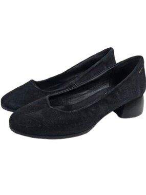 Viscata Barcelona Black Suede Block Heel Loafers Women's Size 39 or 8 Shoes Heel